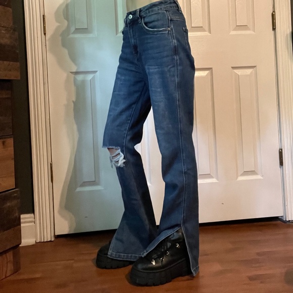 Queen hearts High waist split hem jeans - Picture 2 of 2